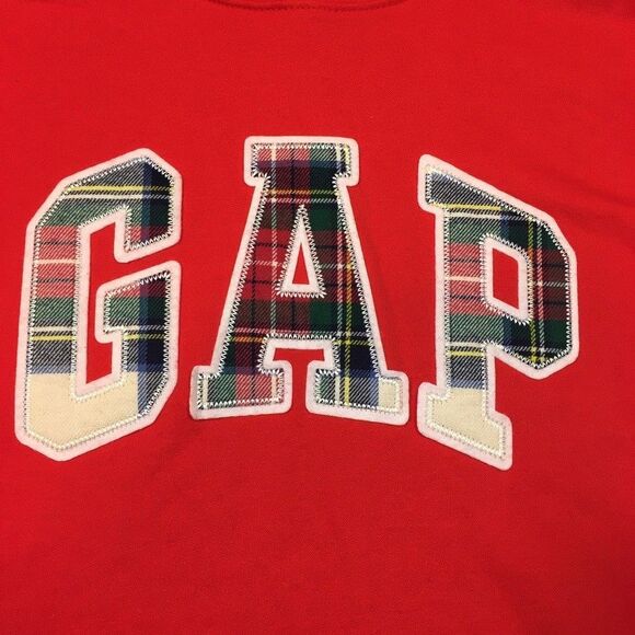 Gap Womens S Logo Hooded Sweatshirt Red Plaid Christmas Holiday Classic Retro - Picture 2 of 9